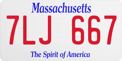 MA license plate 7LJ667