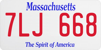 MA license plate 7LJ668