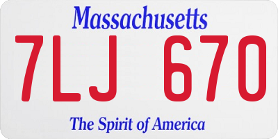 MA license plate 7LJ670