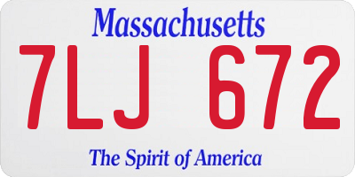 MA license plate 7LJ672