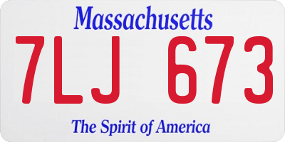 MA license plate 7LJ673