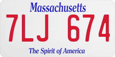 MA license plate 7LJ674
