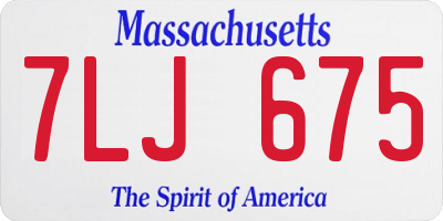 MA license plate 7LJ675