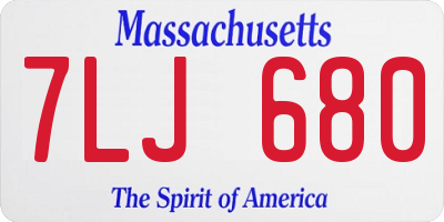 MA license plate 7LJ680