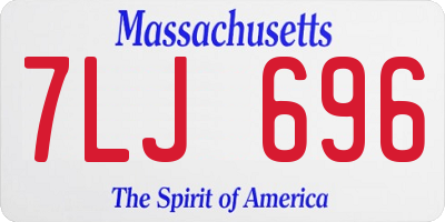 MA license plate 7LJ696