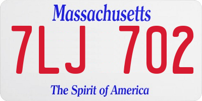 MA license plate 7LJ702
