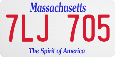 MA license plate 7LJ705