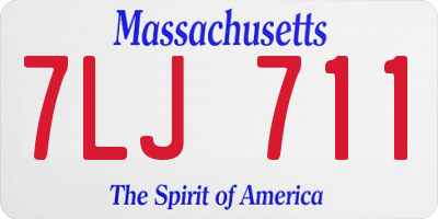MA license plate 7LJ711