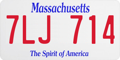 MA license plate 7LJ714