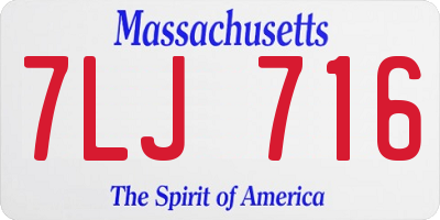 MA license plate 7LJ716