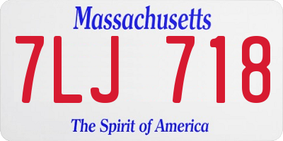 MA license plate 7LJ718