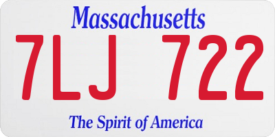 MA license plate 7LJ722