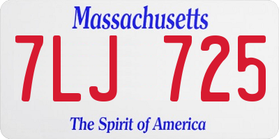 MA license plate 7LJ725