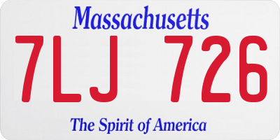 MA license plate 7LJ726
