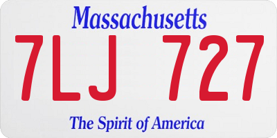 MA license plate 7LJ727