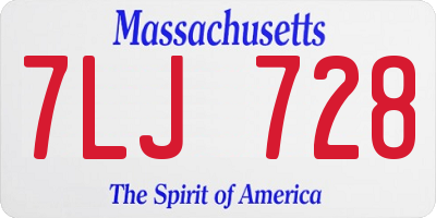 MA license plate 7LJ728