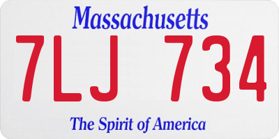 MA license plate 7LJ734