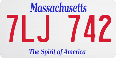 MA license plate 7LJ742
