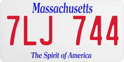 MA license plate 7LJ744