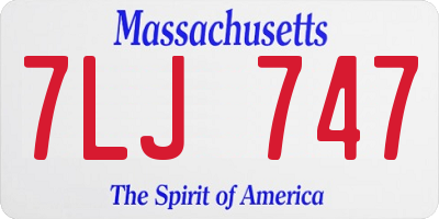 MA license plate 7LJ747