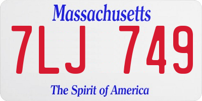 MA license plate 7LJ749