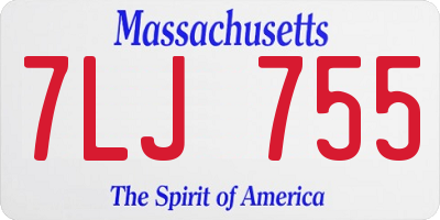 MA license plate 7LJ755