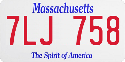 MA license plate 7LJ758