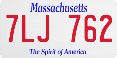 MA license plate 7LJ762