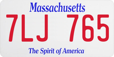MA license plate 7LJ765
