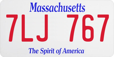 MA license plate 7LJ767