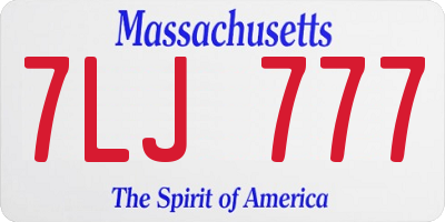 MA license plate 7LJ777