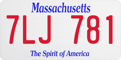MA license plate 7LJ781