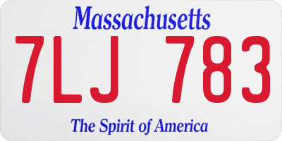 MA license plate 7LJ783