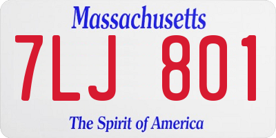 MA license plate 7LJ801