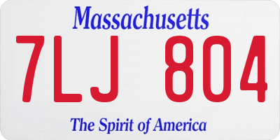 MA license plate 7LJ804