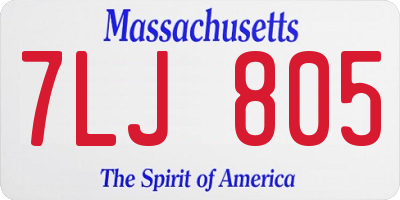 MA license plate 7LJ805