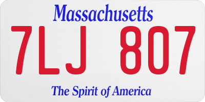 MA license plate 7LJ807