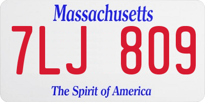 MA license plate 7LJ809