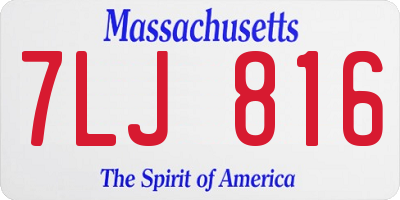 MA license plate 7LJ816