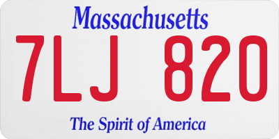 MA license plate 7LJ820