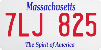 MA license plate 7LJ825