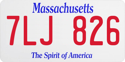 MA license plate 7LJ826
