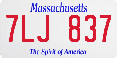 MA license plate 7LJ837