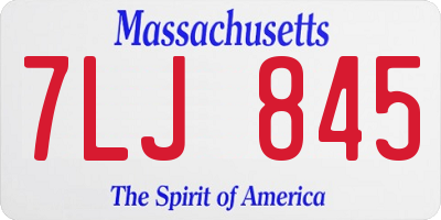 MA license plate 7LJ845