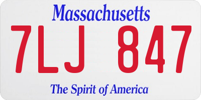 MA license plate 7LJ847