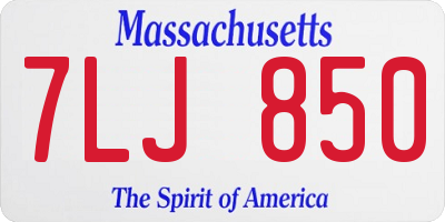 MA license plate 7LJ850