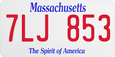 MA license plate 7LJ853