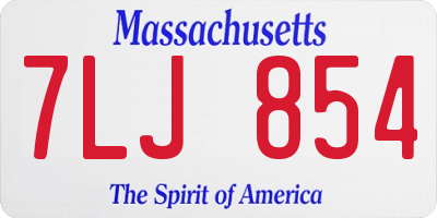 MA license plate 7LJ854