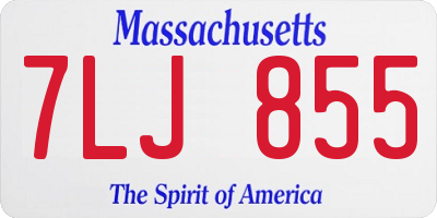 MA license plate 7LJ855