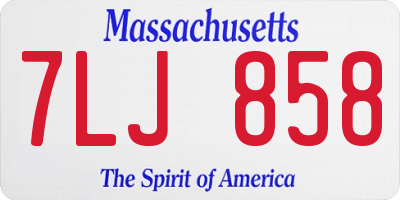 MA license plate 7LJ858